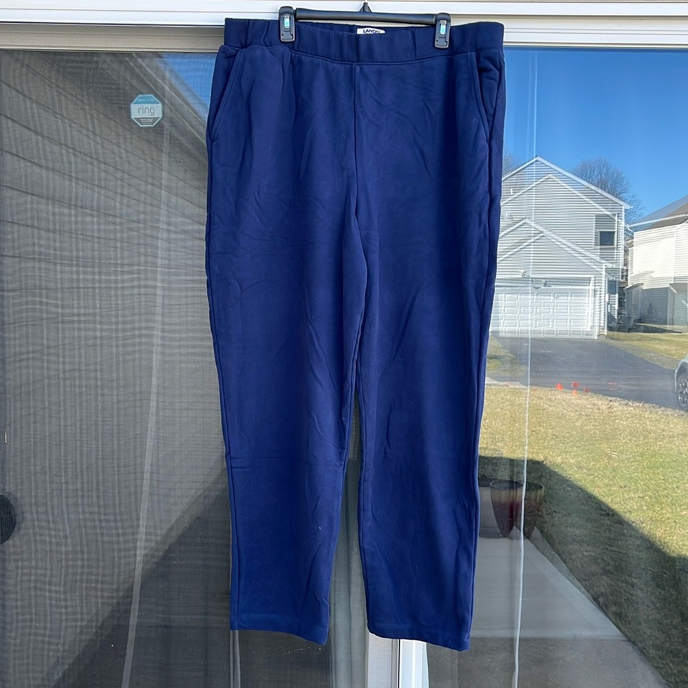 Lands End Navy Blue Knit Pants with pockets Size XL